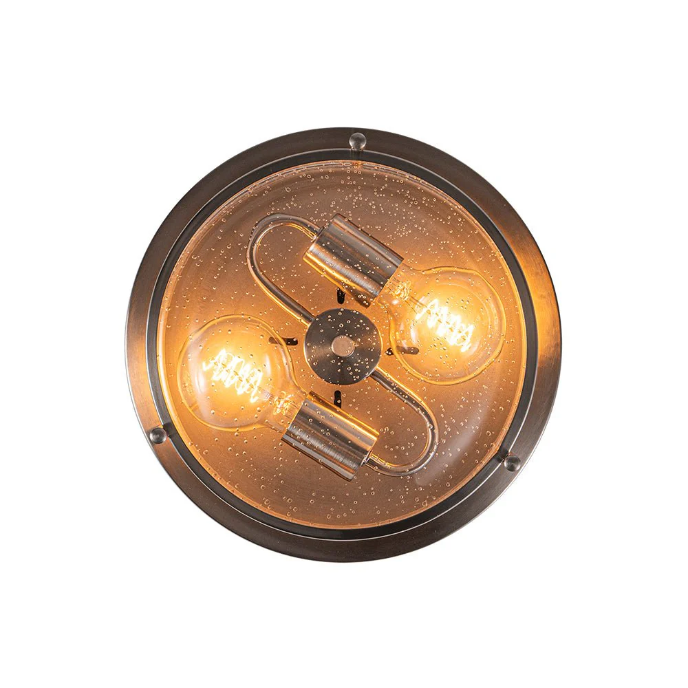2-Light Seeded Glass Round Flush Mount Ceiling Light - Image 18