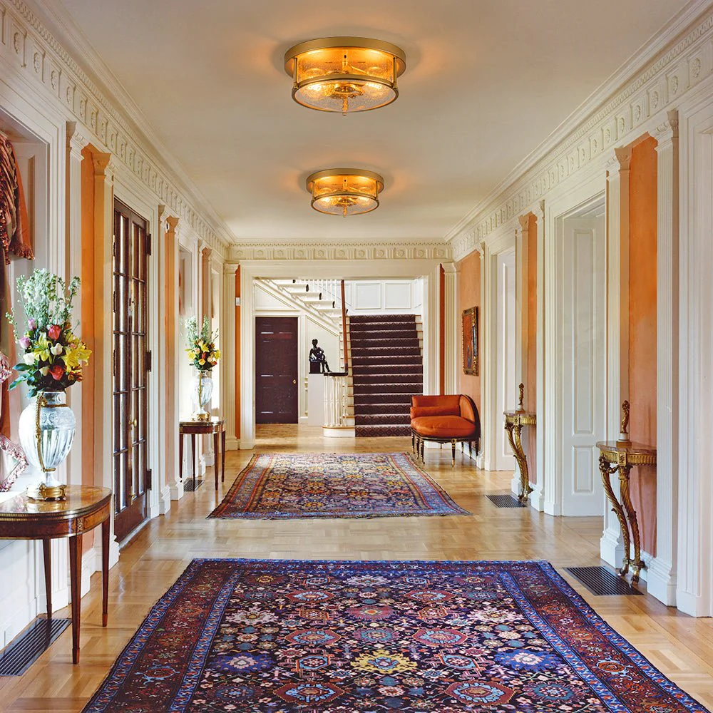 2-Light Seeded Glass Round Flush Mount Ceiling Light - Image 2