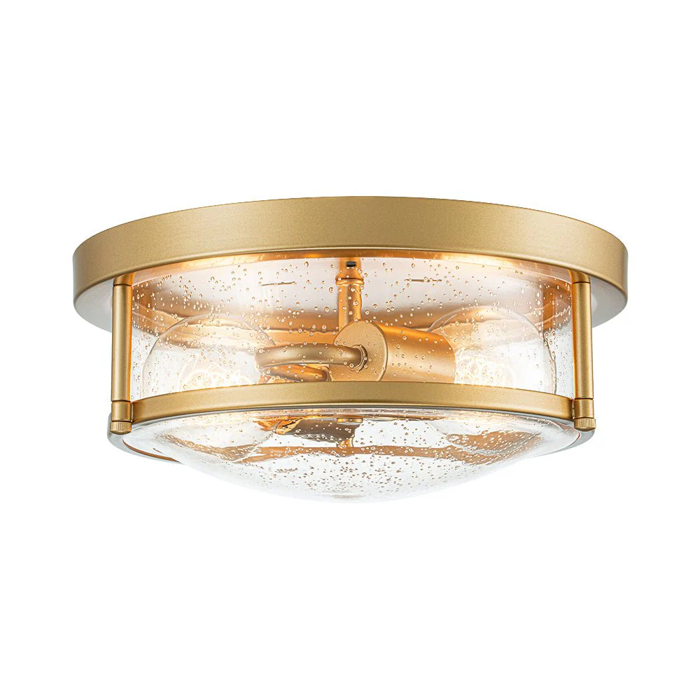 2-Light Seeded Glass Round Flush Mount Ceiling Light - Image 20
