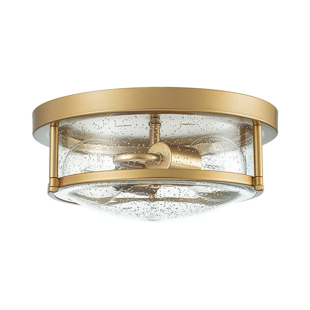 2-Light Seeded Glass Round Flush Mount Ceiling Light - Image 21