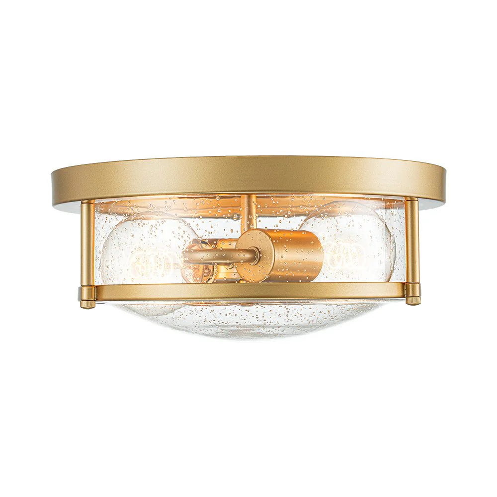 2-Light Seeded Glass Round Flush Mount Ceiling Light - Image 22