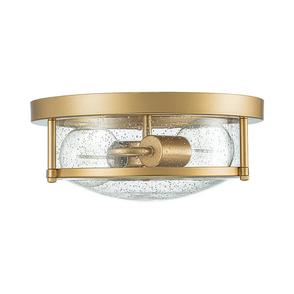 2-Light Seeded Glass Round Flush Mount Ceiling Light - Image 23