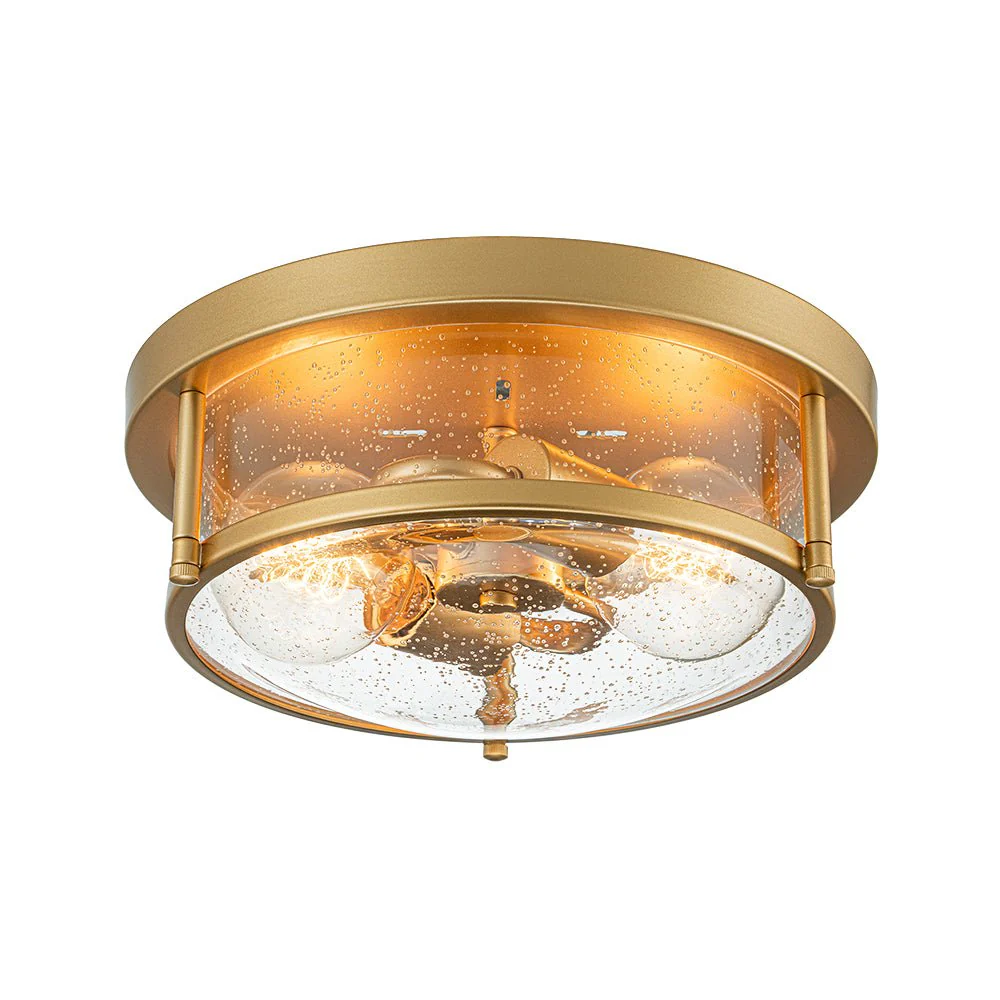 2-Light Seeded Glass Round Flush Mount Ceiling Light - Image 24