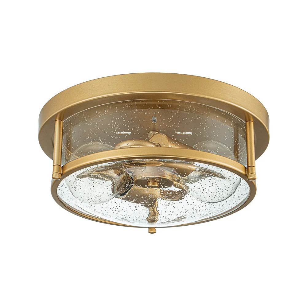 2-Light Seeded Glass Round Flush Mount Ceiling Light - Image 25