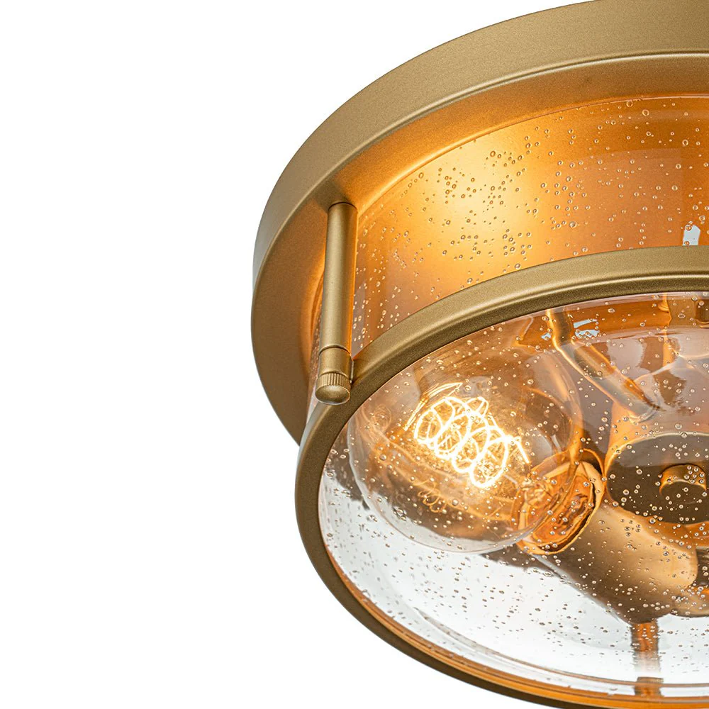 2-Light Seeded Glass Round Flush Mount Ceiling Light - Image 26