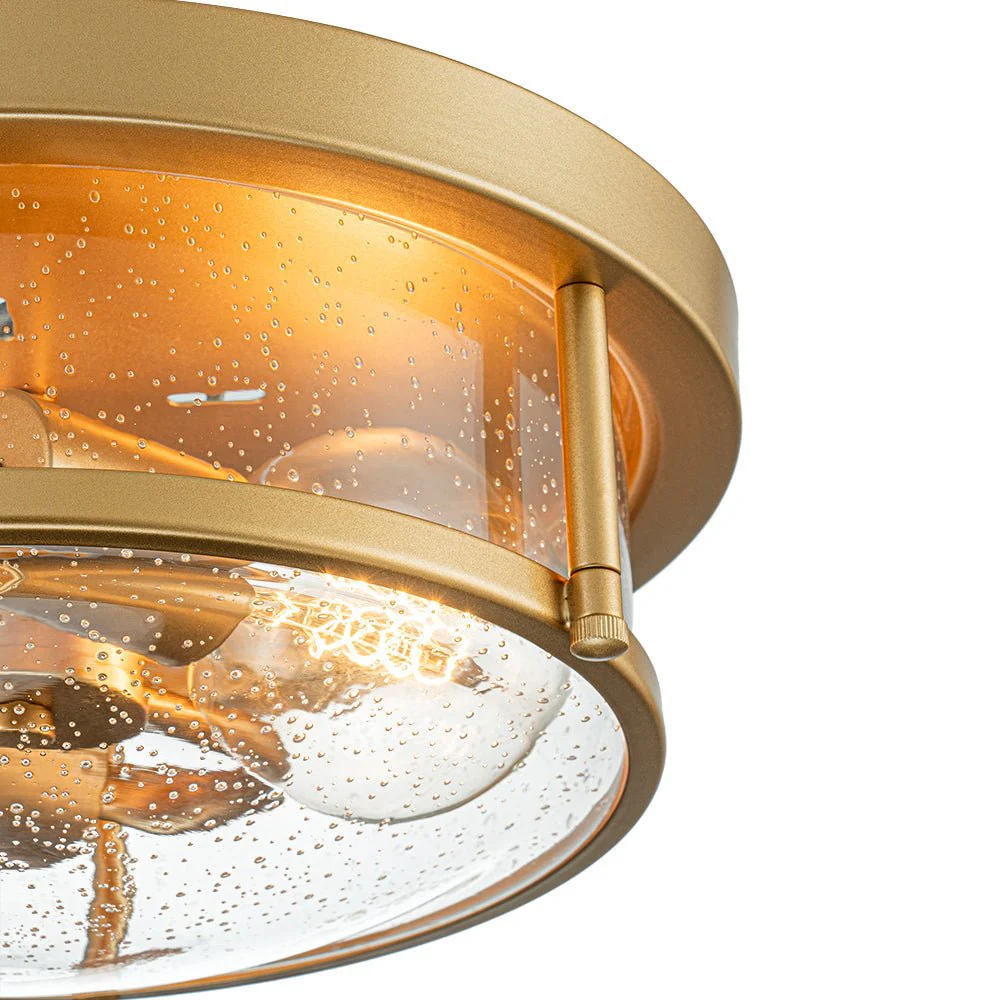 2-Light Seeded Glass Round Flush Mount Ceiling Light - Image 28