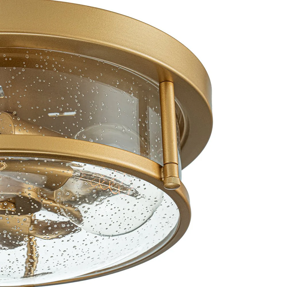 2-Light Seeded Glass Round Flush Mount Ceiling Light - Image 29