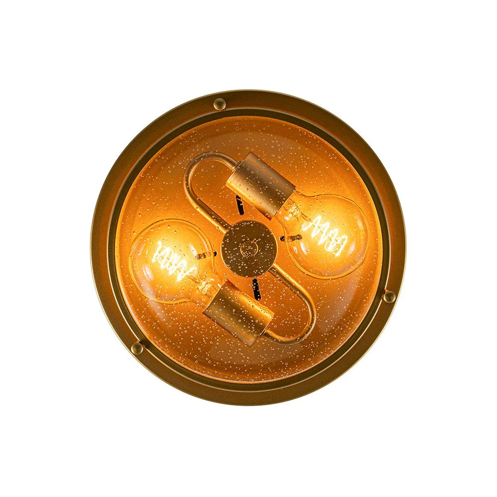 2-Light Seeded Glass Round Flush Mount Ceiling Light - Image 30