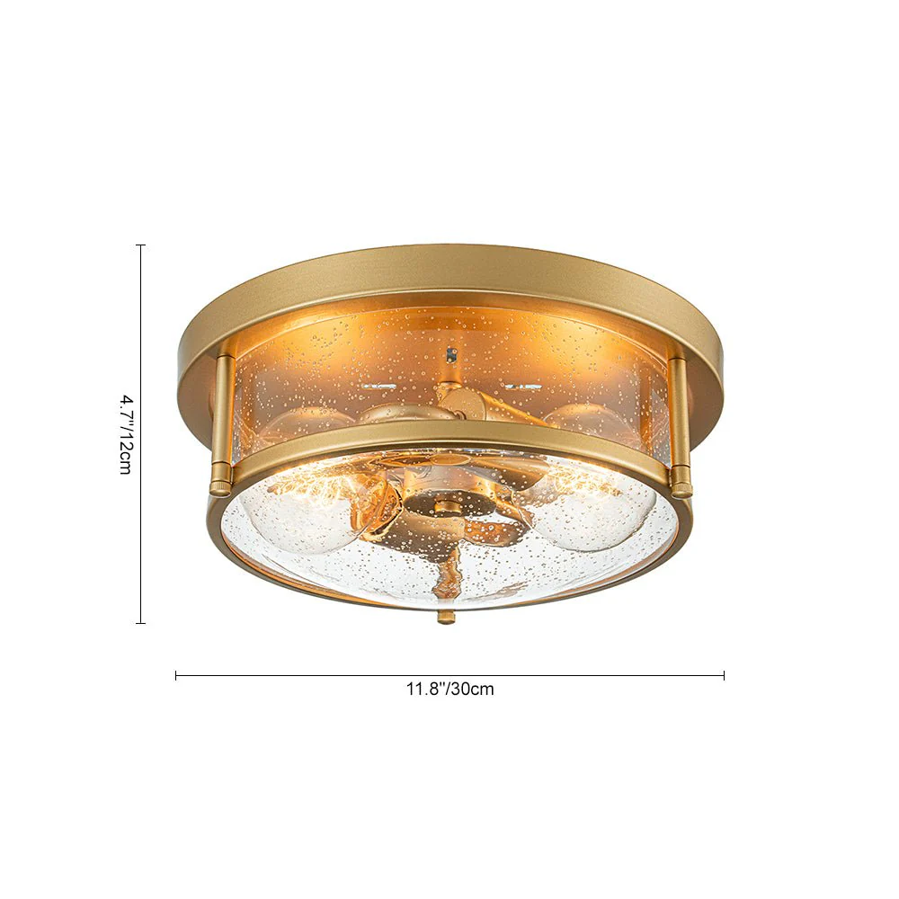 2-Light Seeded Glass Round Flush Mount Ceiling Light - Image 32