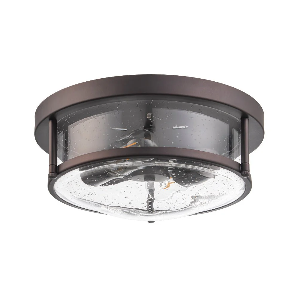 2-Light Seeded Glass Round Flush Mount Ceiling Light - Image 34