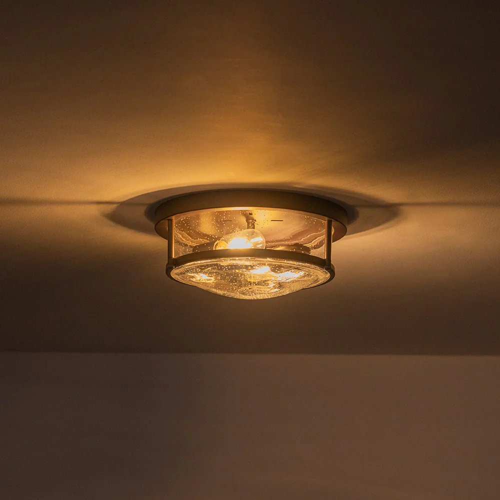 2-Light Seeded Glass Round Flush Mount Ceiling Light - Image 37