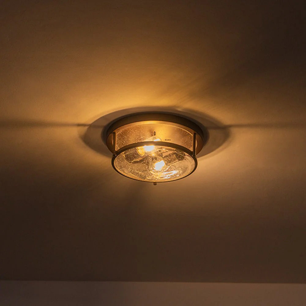 2-Light Seeded Glass Round Flush Mount Ceiling Light - Image 38