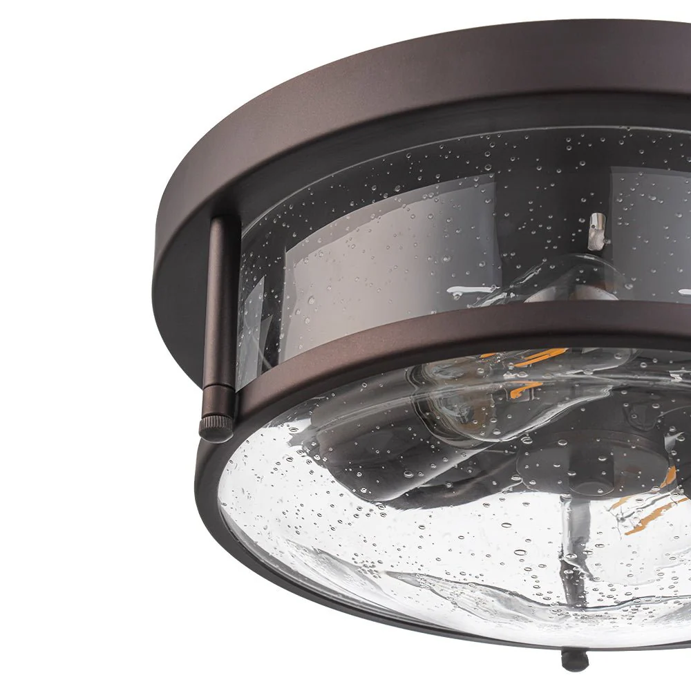 2-Light Seeded Glass Round Flush Mount Ceiling Light - Image 41