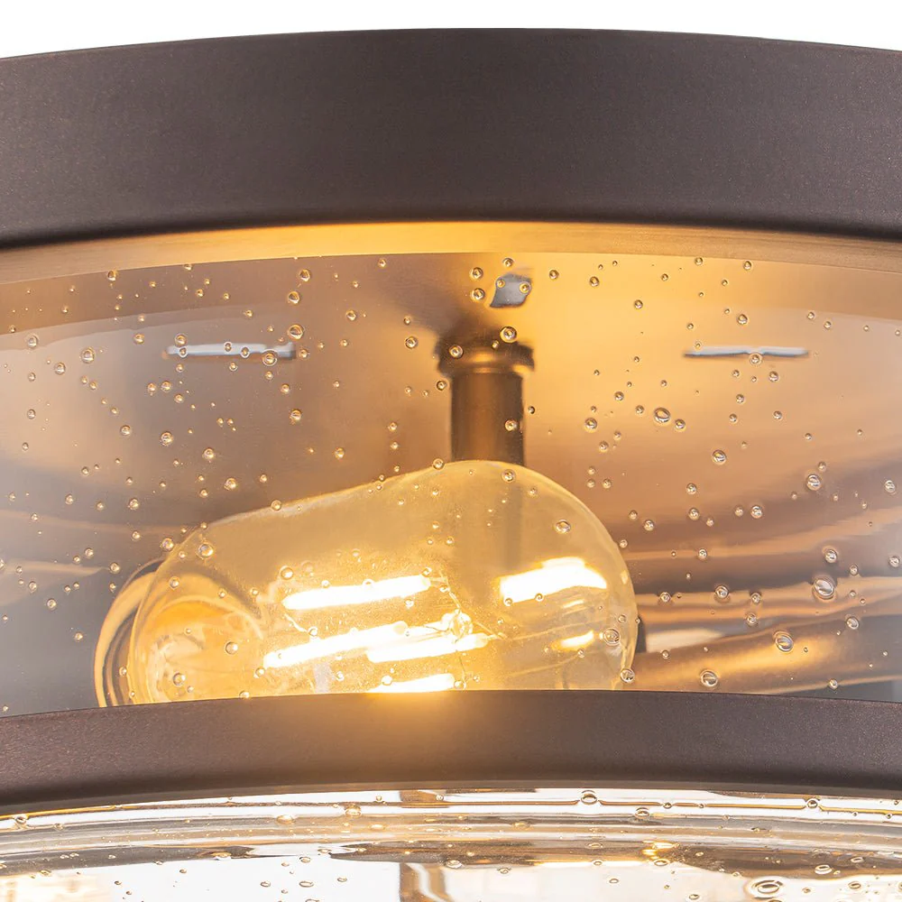 2-Light Seeded Glass Round Flush Mount Ceiling Light - Image 42