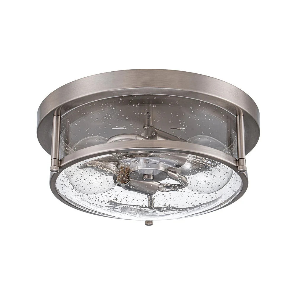 2-Light Seeded Glass Round Flush Mount Ceiling Light - Image 9