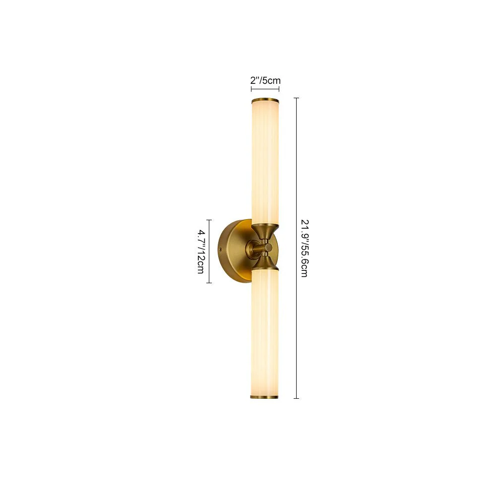 2-Light Ribbed Opal Glass Linear LED Vanity Wall Sconce - Image 11