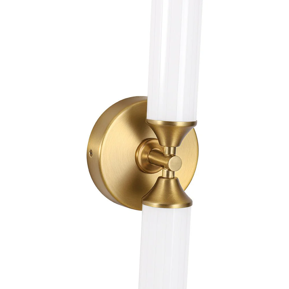 2-Light Ribbed Opal Glass Linear LED Vanity Wall Sconce - Image 13
