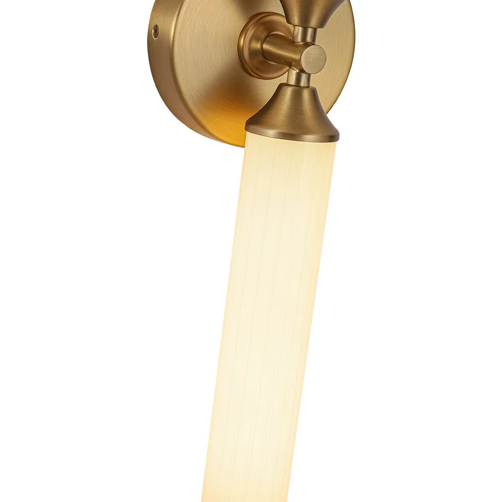 2-Light Ribbed Opal Glass Linear LED Vanity Wall Sconce - Image 14
