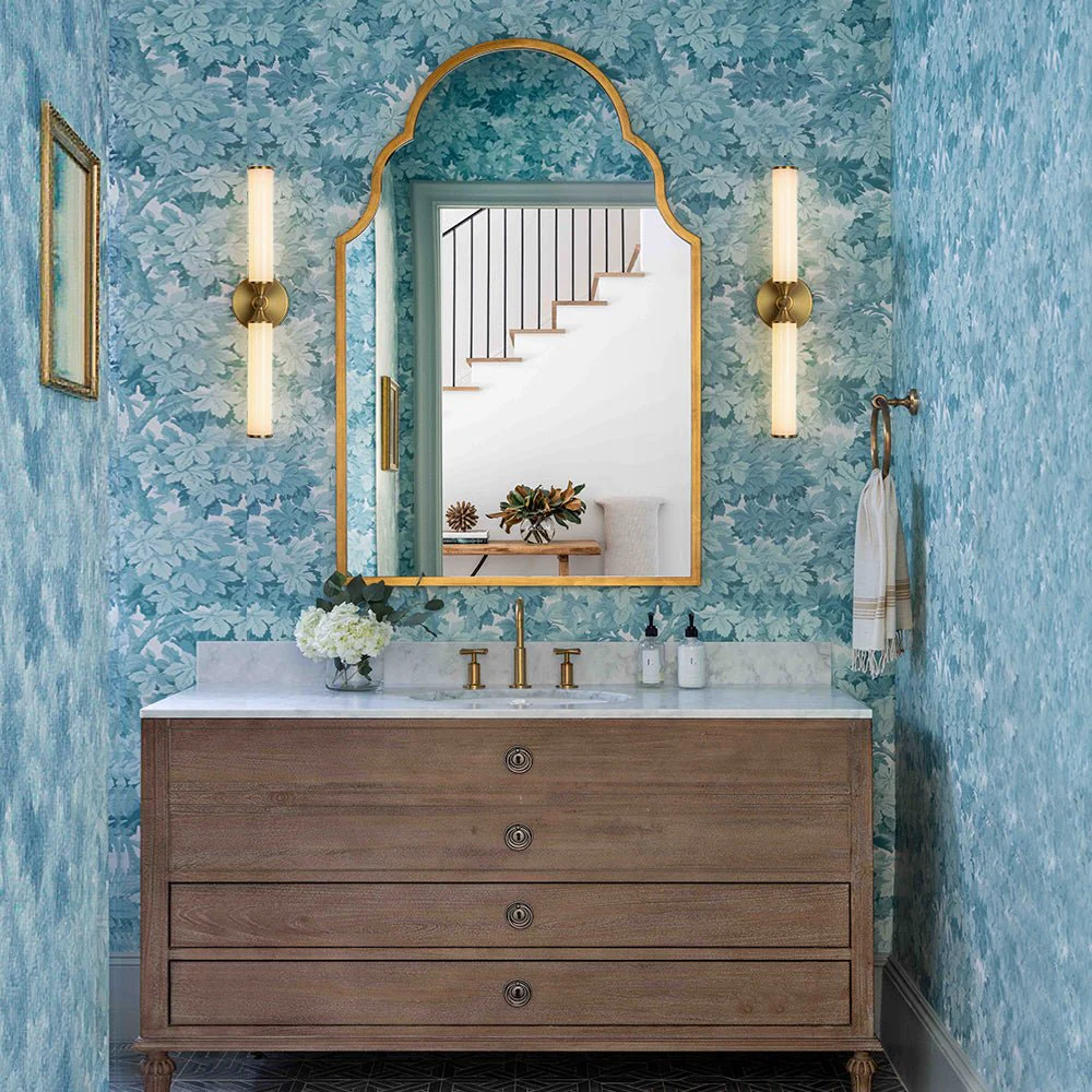 2-Light Ribbed Opal Glass Linear LED Vanity Wall Sconce - Image 2