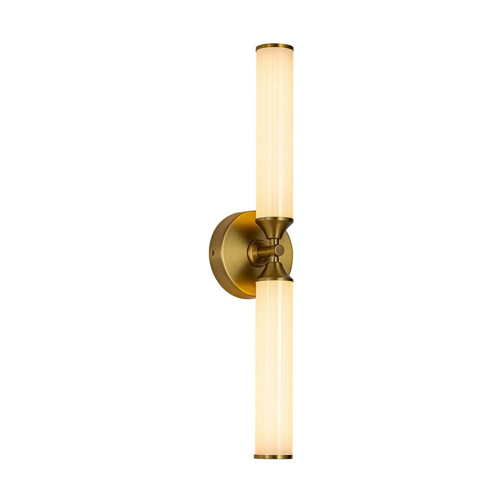 2-Light Ribbed Opal Glass Linear LED Vanity Wall Sconce - Image 3