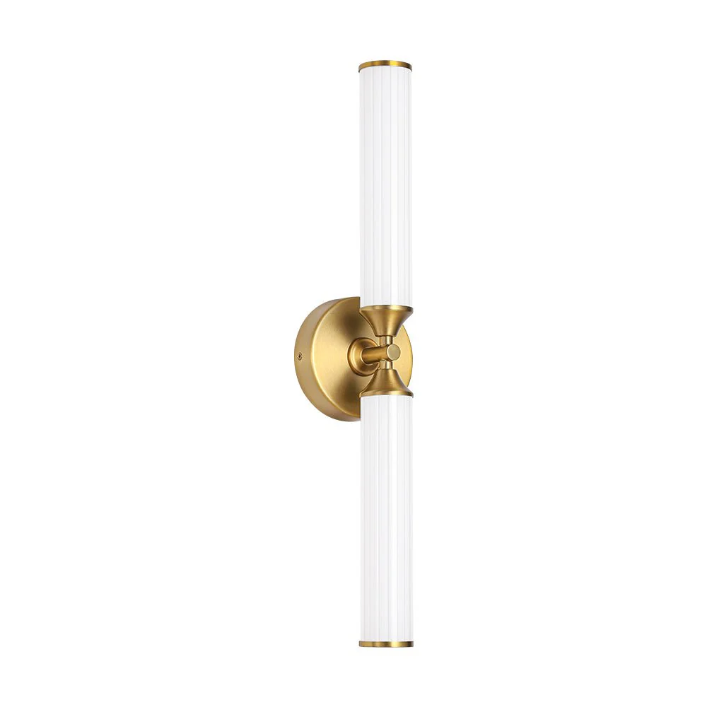 2-Light Ribbed Opal Glass Linear LED Vanity Wall Sconce - Image 4