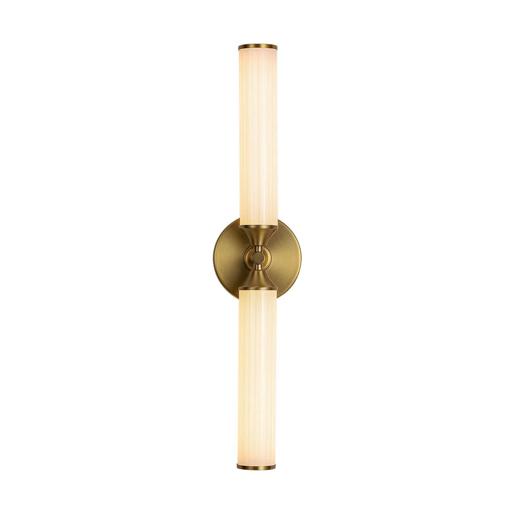 2-Light Ribbed Opal Glass Linear LED Vanity Wall Sconce - Image 5