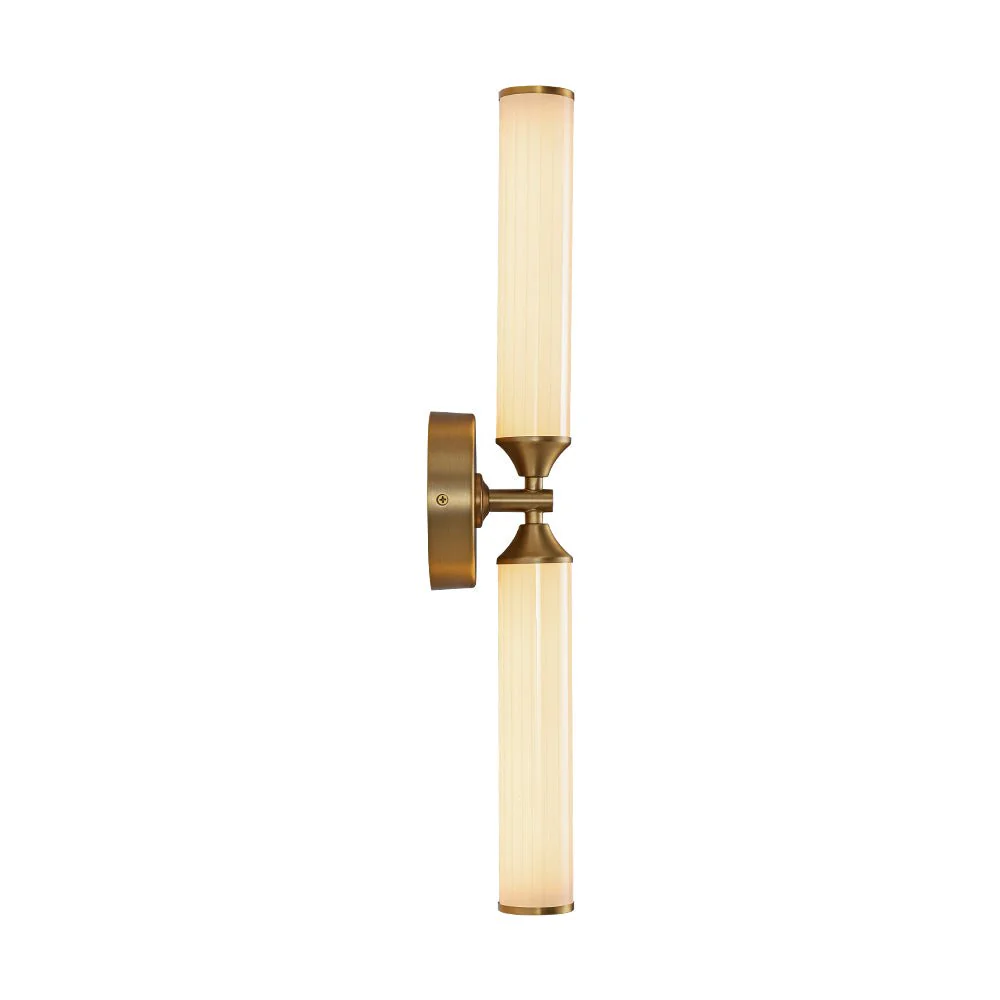 2-Light Ribbed Opal Glass Linear LED Vanity Wall Sconce - Image 6