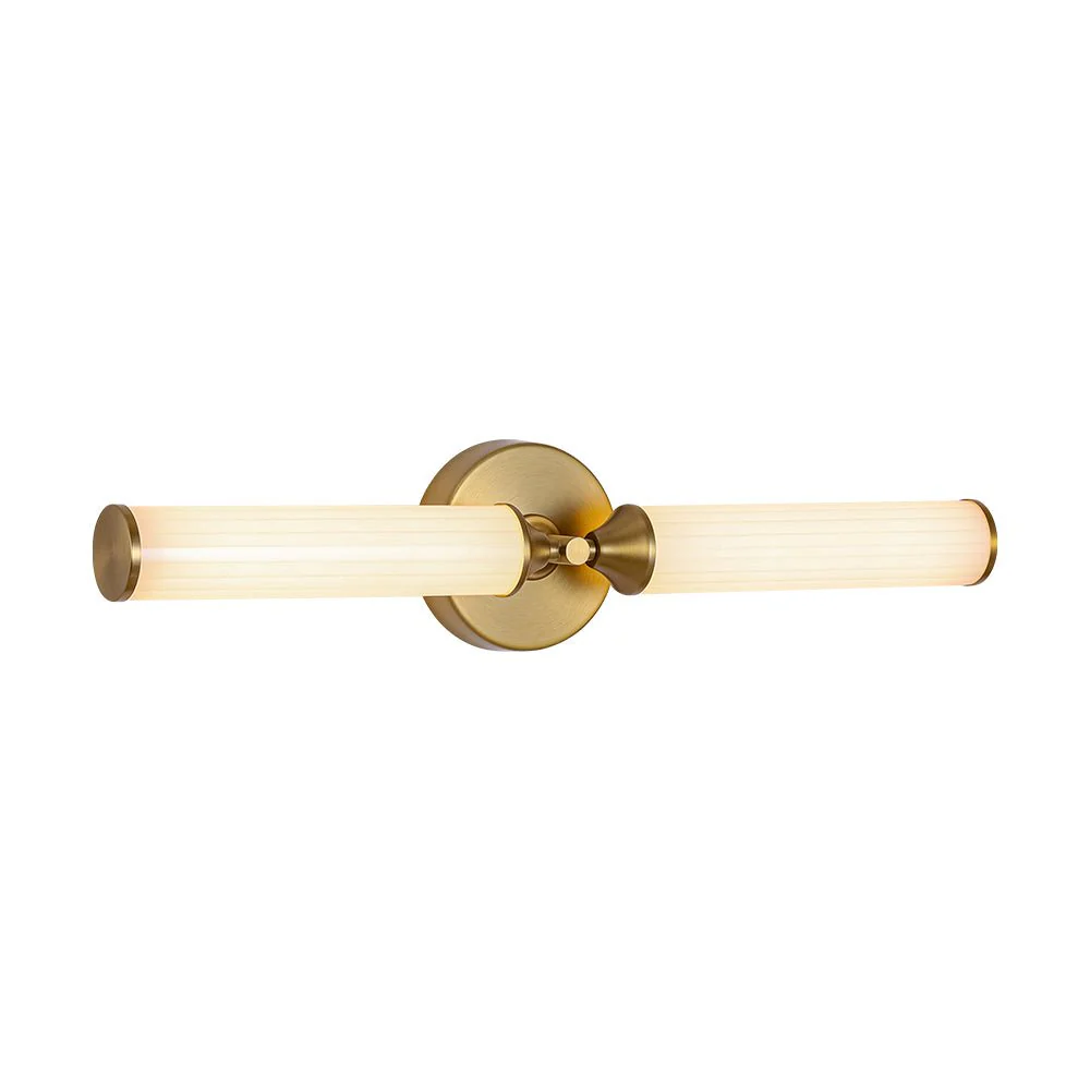 2-Light Ribbed Opal Glass Linear LED Vanity Wall Sconce - Image 7