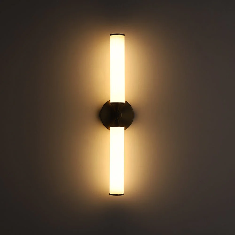 2-Light Ribbed Opal Glass Linear LED Vanity Wall Sconce - Image 9