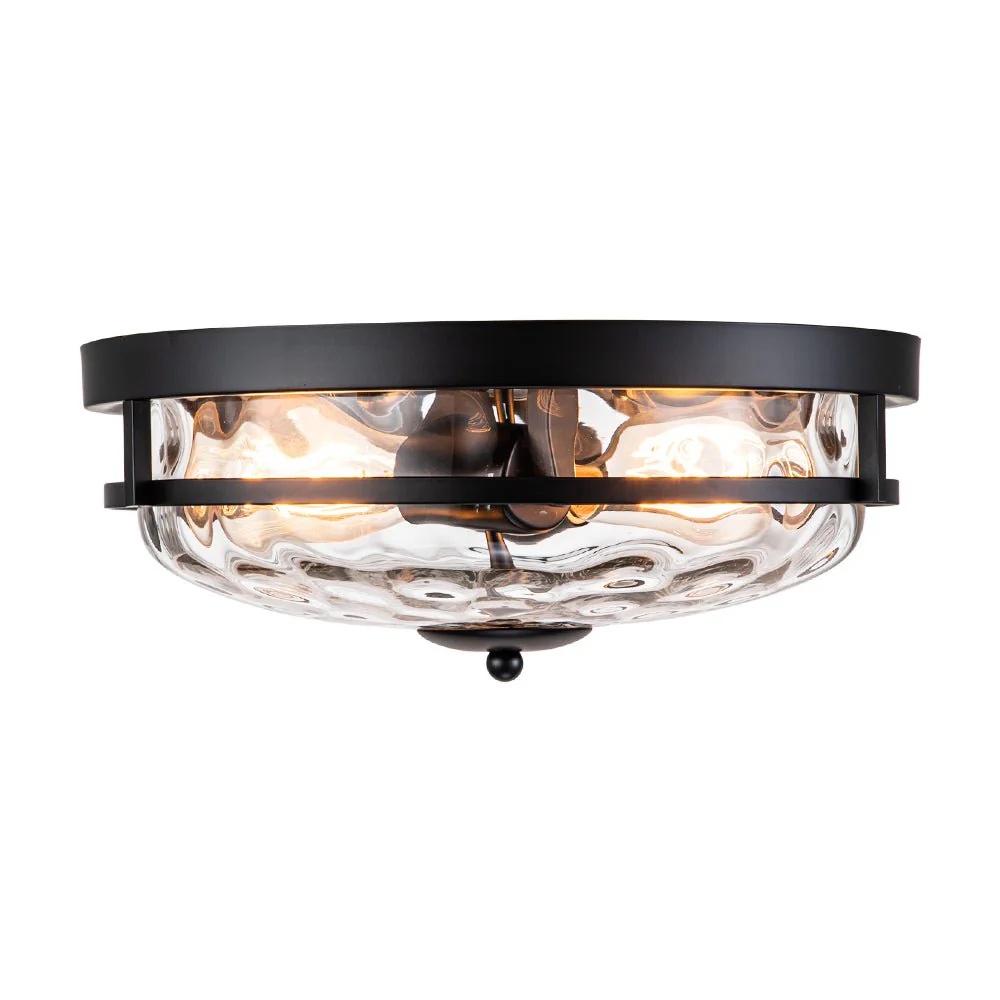 2-Light Water Glass Round Flush Mount Ceiling Light - Image 10