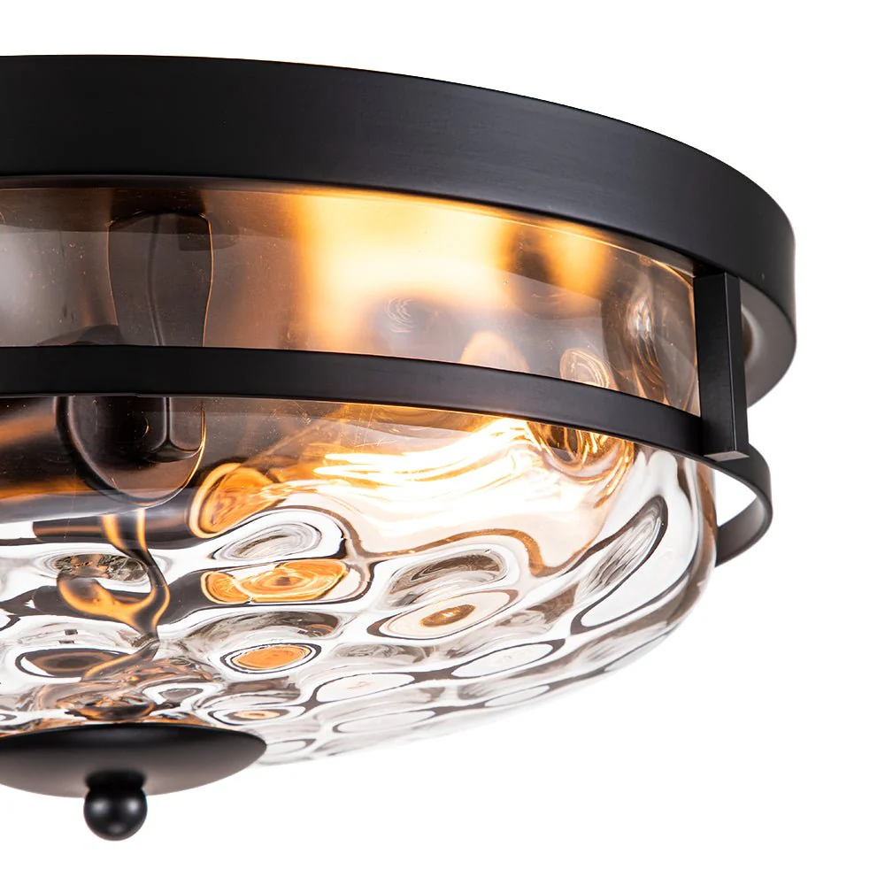 2-Light Water Glass Round Flush Mount Ceiling Light - Image 14
