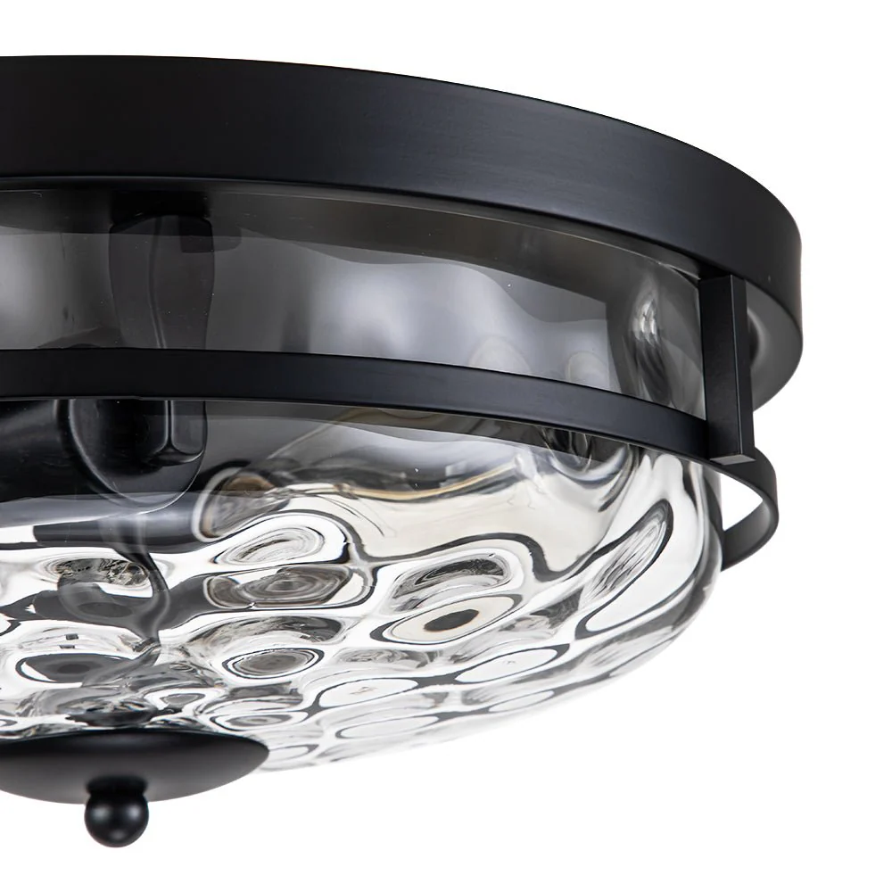2-Light Water Glass Round Flush Mount Ceiling Light - Image 15