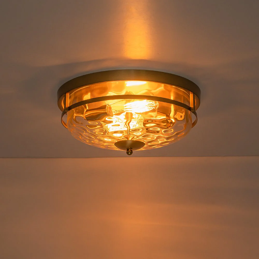 2-Light Water Glass Round Flush Mount Ceiling Light - Image 19