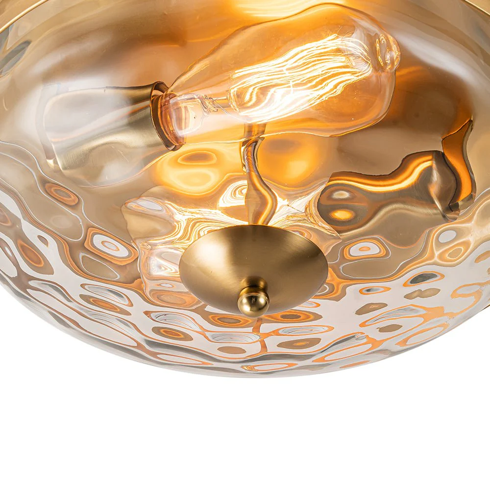 2-Light Water Glass Round Flush Mount Ceiling Light - Image 20