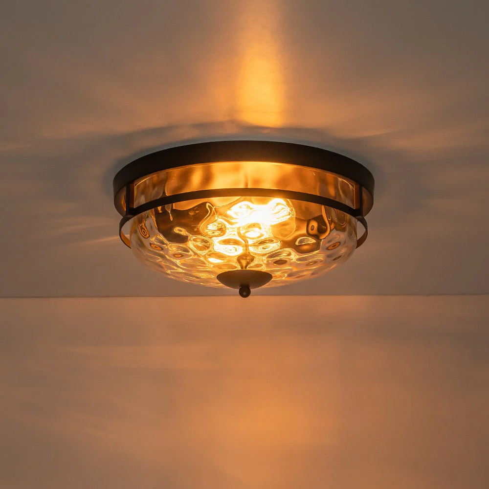 2-Light Water Glass Round Flush Mount Ceiling Light - Image 22
