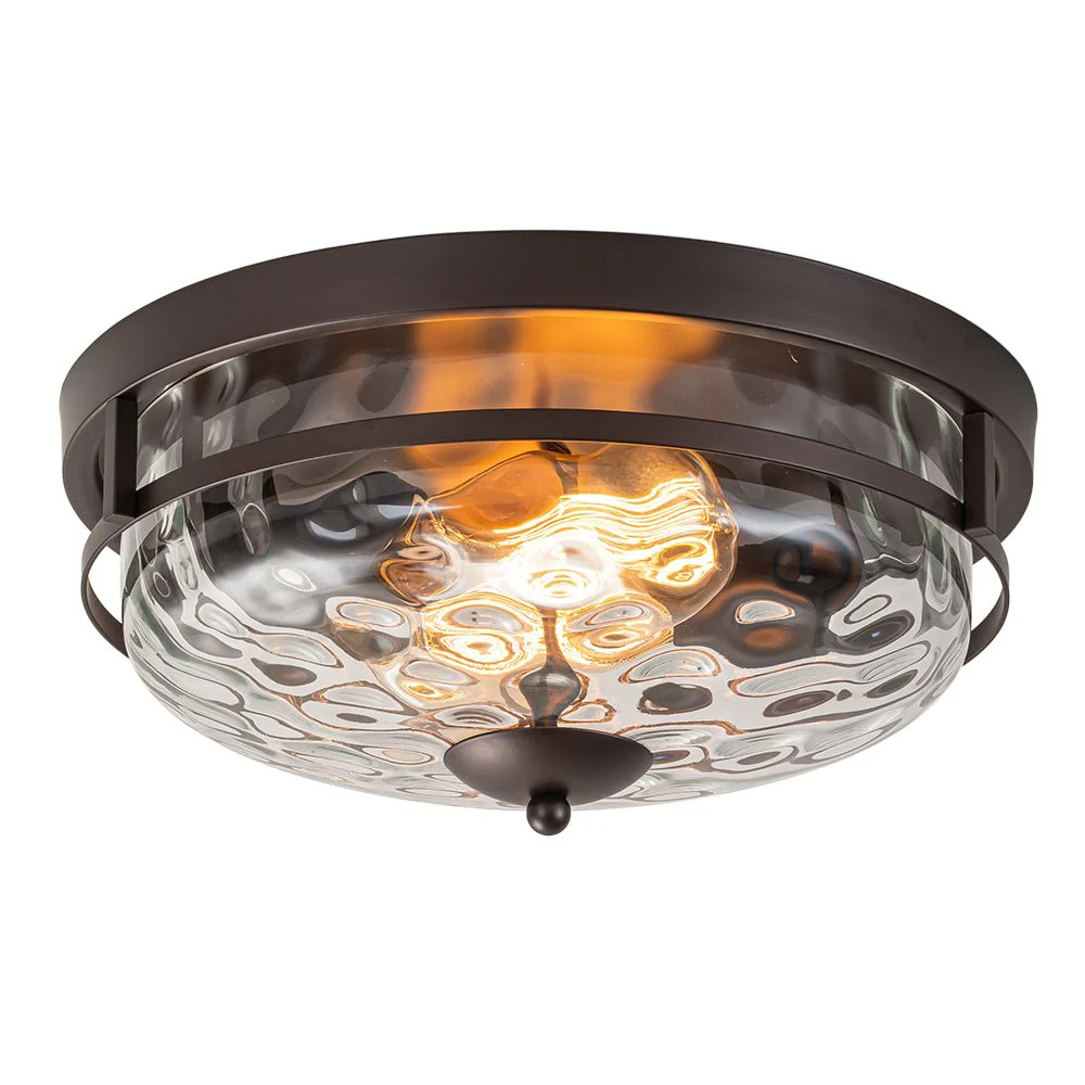 2-Light Water Glass Round Flush Mount Ceiling Light - Image 23