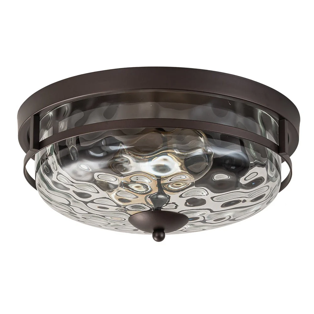 2-Light Water Glass Round Flush Mount Ceiling Light - Image 24