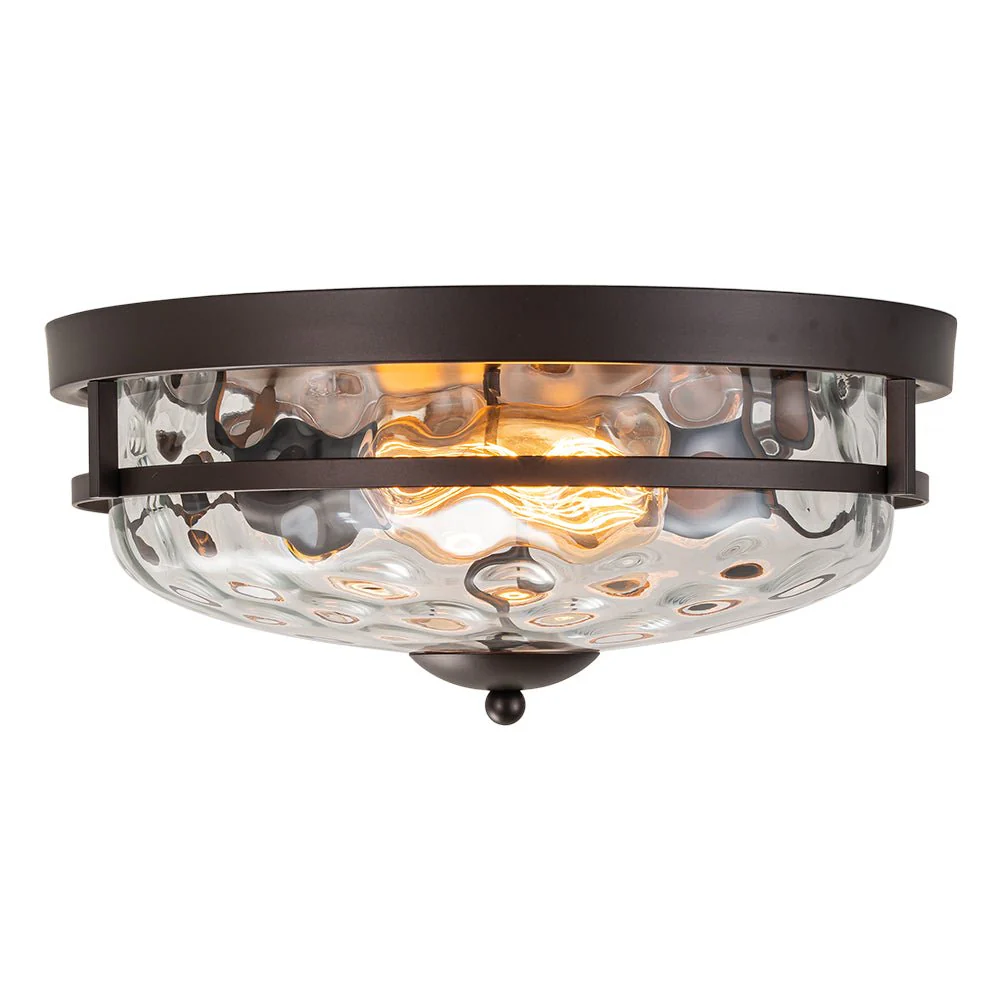 2-Light Water Glass Round Flush Mount Ceiling Light - Image 25