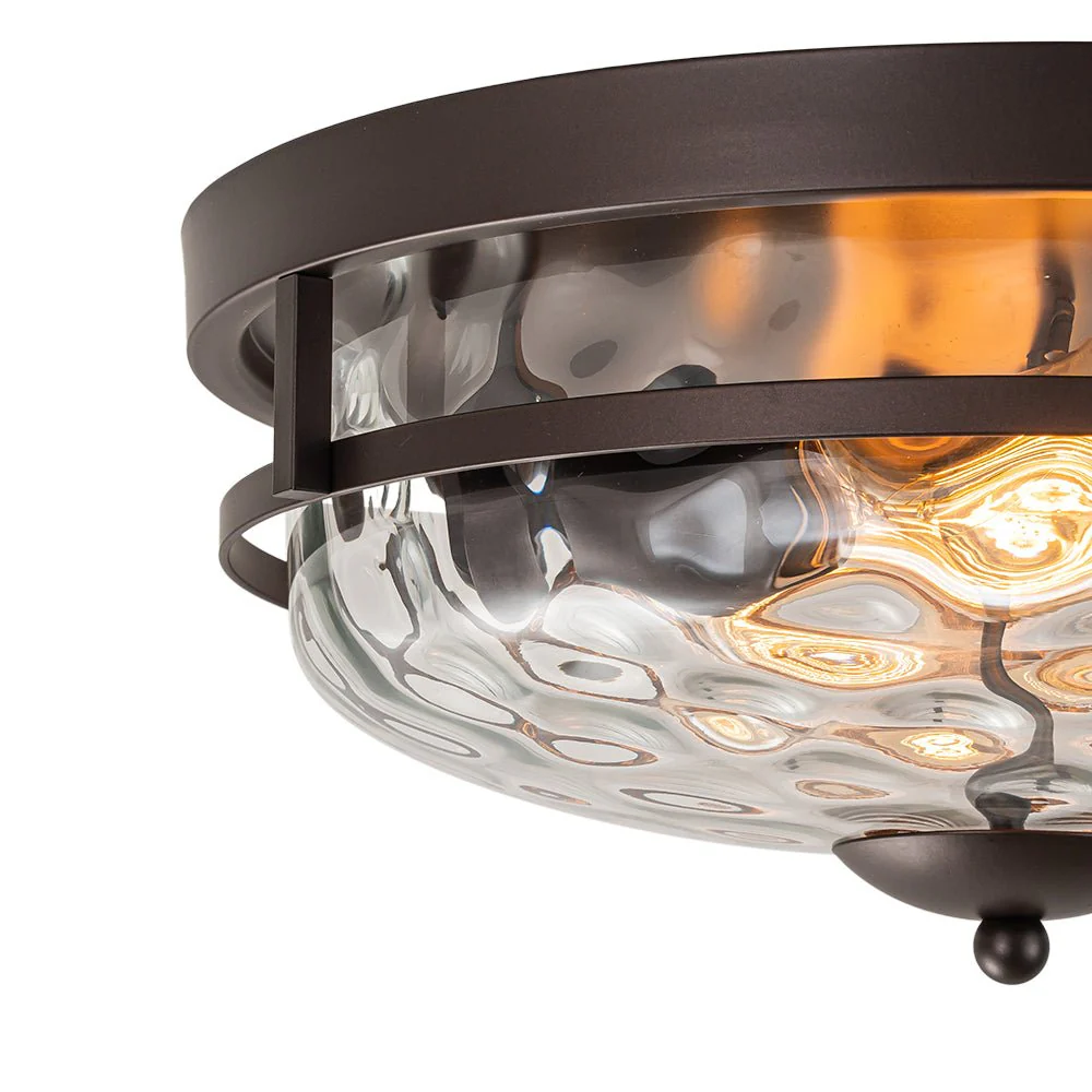 2-Light Water Glass Round Flush Mount Ceiling Light - Image 26
