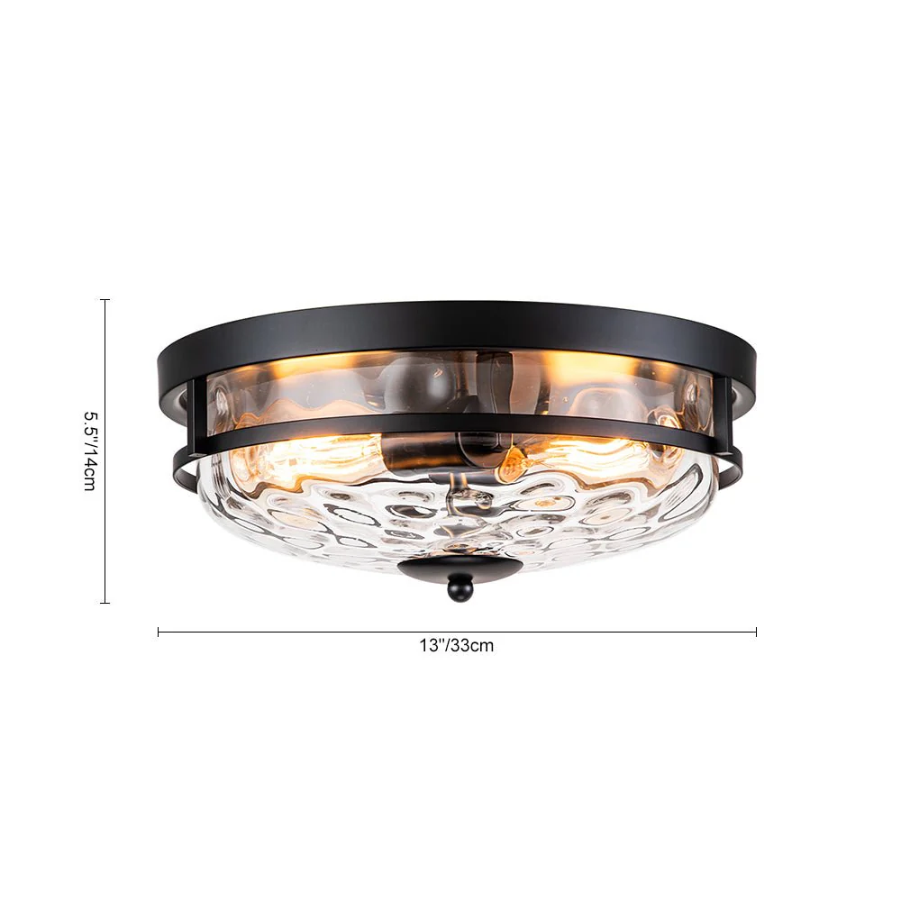 2-Light Water Glass Round Flush Mount Ceiling Light - Image 29