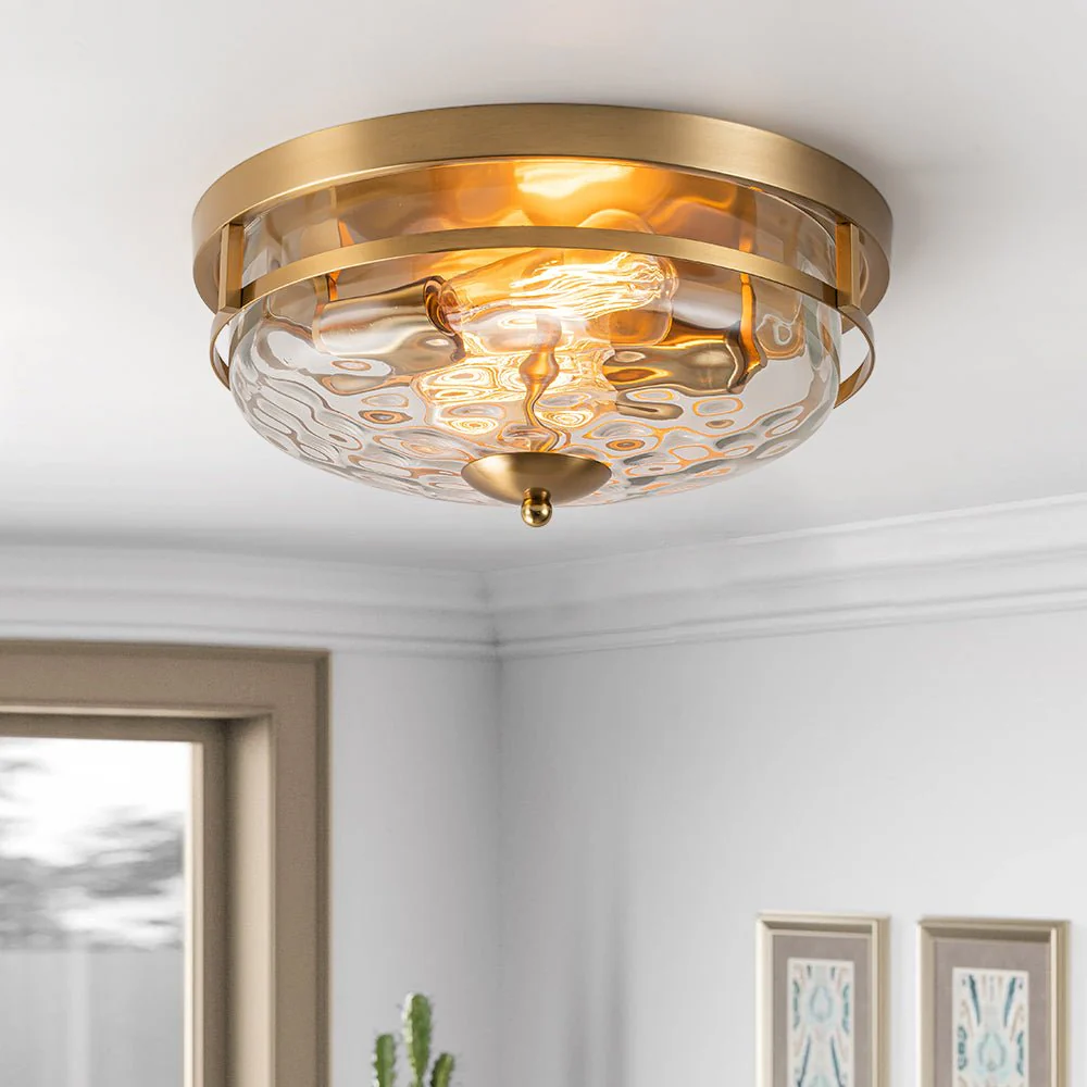 2-Light Water Glass Round Flush Mount Ceiling Light - Image 3