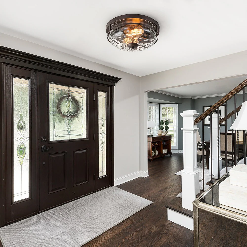 2-Light Water Glass Round Flush Mount Ceiling Light - Image 5