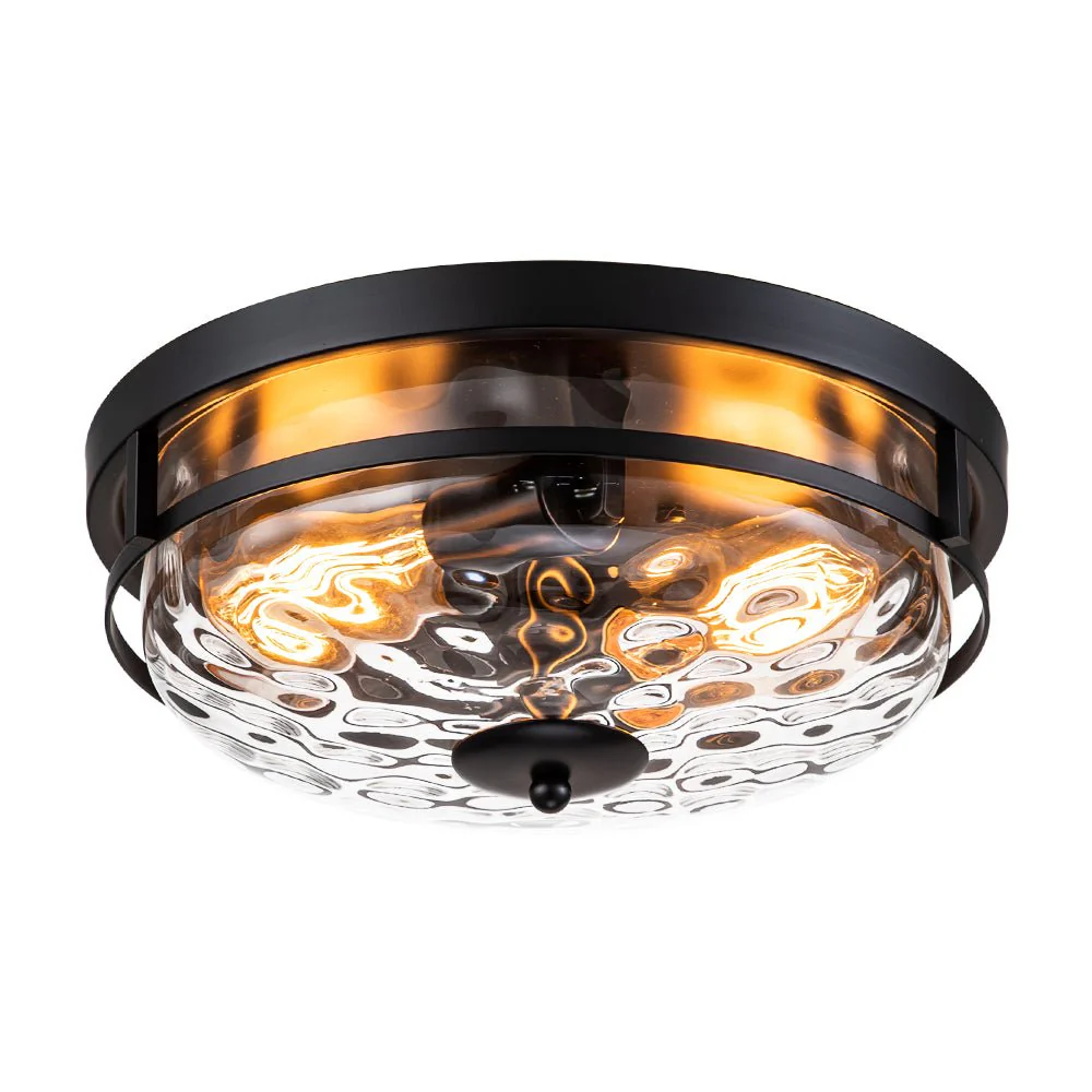 2-Light Water Glass Round Flush Mount Ceiling Light - Image 6