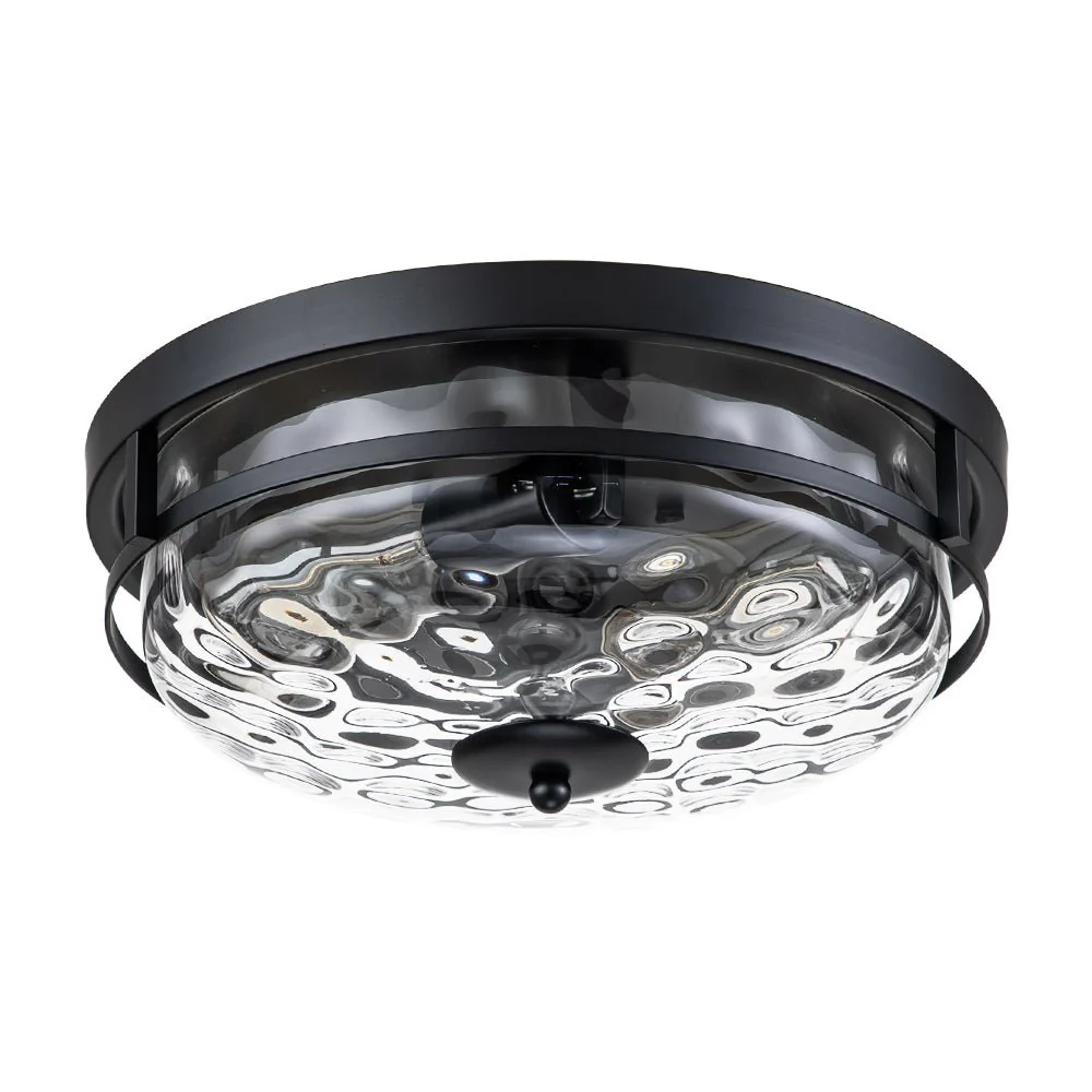 2-Light Water Glass Round Flush Mount Ceiling Light - Image 7