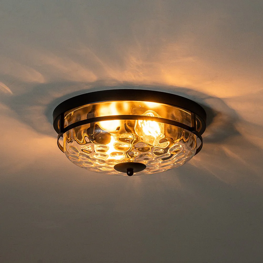 2-Light Water Glass Round Flush Mount Ceiling Light - Image 8