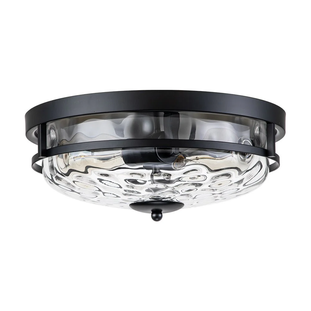 2-Light Water Glass Round Flush Mount Ceiling Light - Image 9