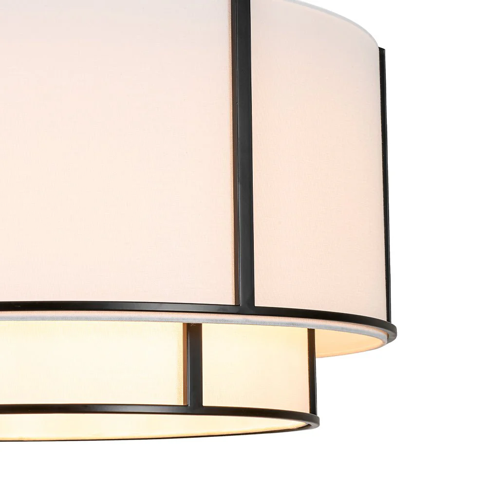2-Tier Large White Fabric Drum Cage Chandelier - Image 10