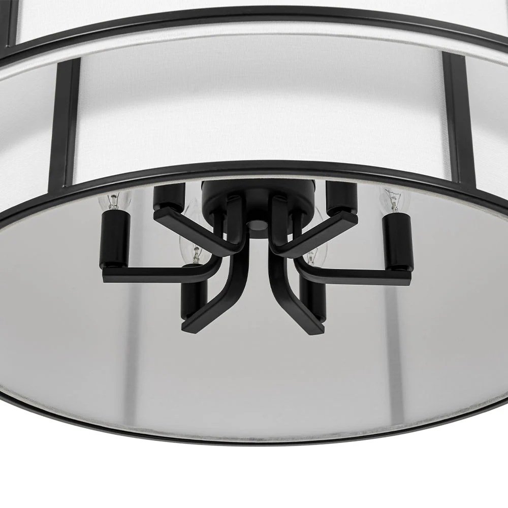 2-Tier Large White Fabric Drum Cage Chandelier - Image 11