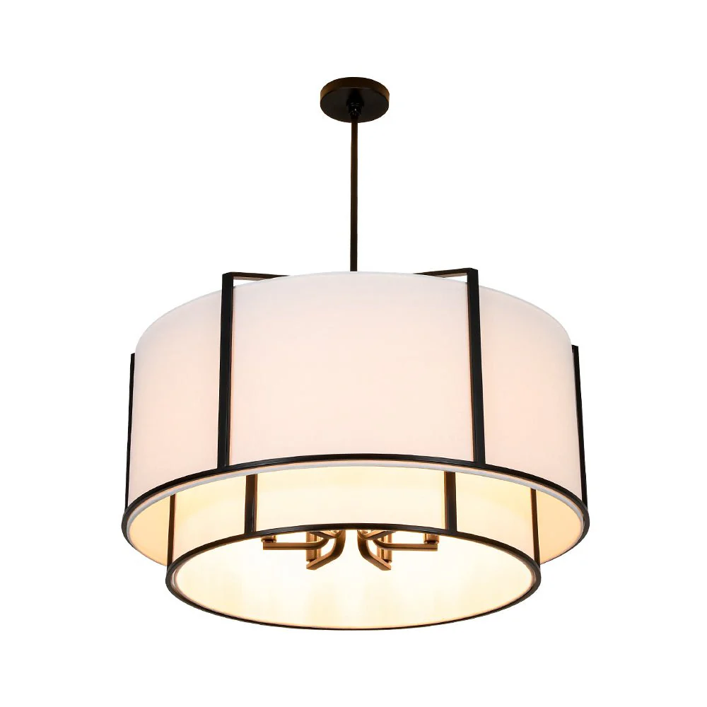 2-Tier Large White Fabric Drum Cage Chandelier - Image 9
