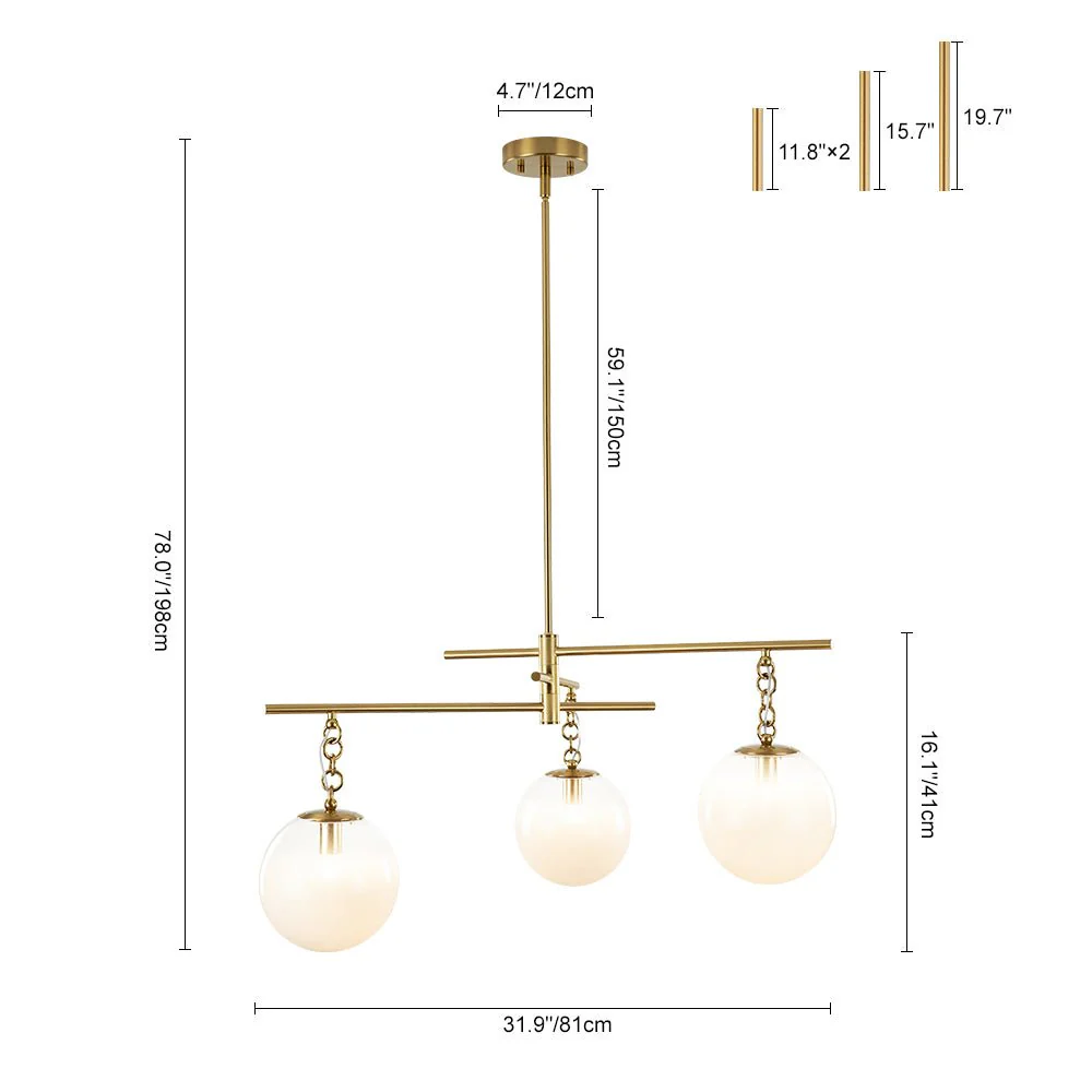 3-light Adjustable Gradual White Glass Globe Sputnik Chandelier - Image 7